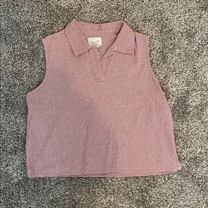 Christopher & Banks Red Gingham Sleeveless Crop Top